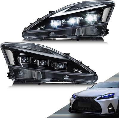 VLAND Headlights For 2006-2013 Lexus IS250 IS350 ISF Projector LED DRL Animation
