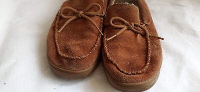 BOBS Skechers Moccasin Slipper Women's Size Brown Suede Plush Foam Fur  Lined