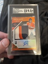 2021 Panini XR Justin Fields Rookie Patch Auto - Orange /15 - SGC 9.5 