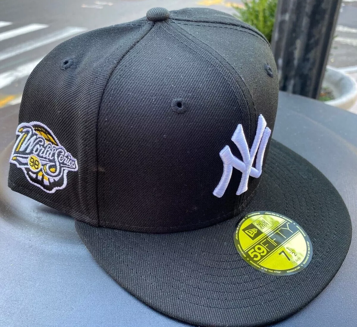 NY YANKEES CUSTOM NEW ERA MLB 59fifty BLACK GOLD BRIM MATCHES WHEAT  TIMBERLANDS