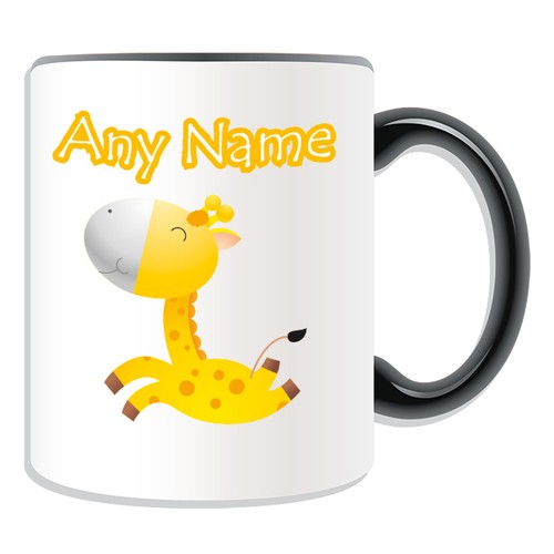 Personalisiertes Geschenk hüpfend gelb Giraffe Becher Geldbox Tasse Tierdesign Thema - Bild 3 von 21