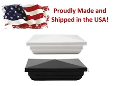 Plastic 4" Classic New England Style Vinyl Fence Post Caps 4"x 4" Black or White