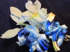 Vtg Millinery Flower Collection All Blue Shades w/Velvet  Satin 3" H4889