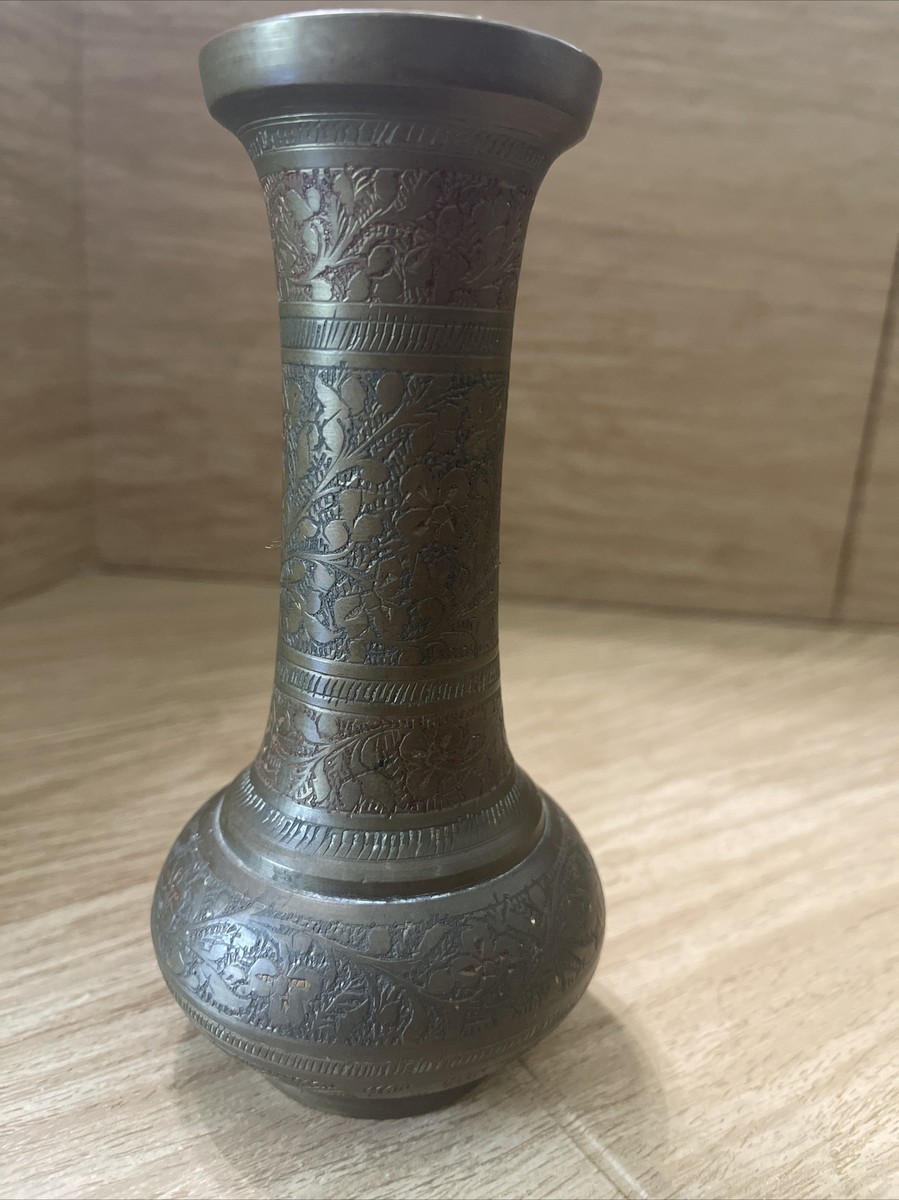 インドブラス　ドラ Vintage brass vase India flowers small bud 300A patina metal | eBay