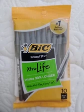 BIC® Round Stick Xtra Life Medium Ballpoint Pen Black Ink 10 Count 1 mm Pens