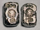 10 Gram Solid Silver Skull Bar Pure 999.9 Fine Bullion Poured Nugget Ag
