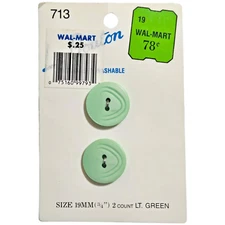LeBouton Vintage Buttons 2 Lt Green 3/4" 2 Hole Size 19mm #713 Pale Mint Flat
