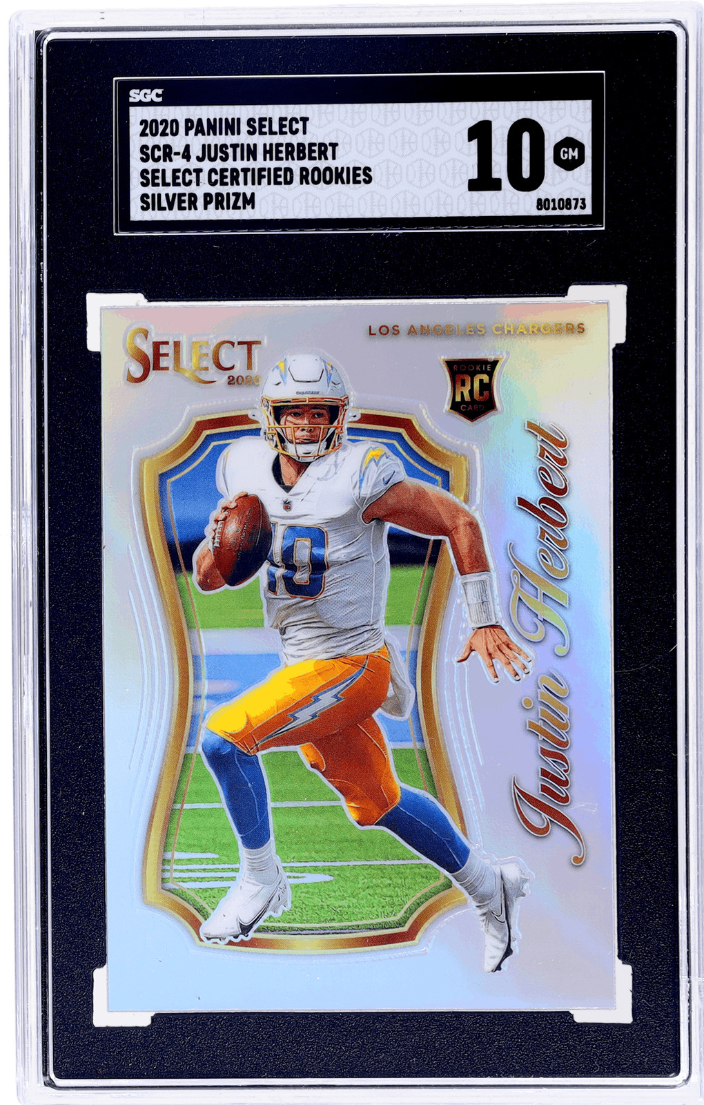 2020 Panini Select Justin Herbert Certified Rookie Silver Prizm #4 SGC 10 RC