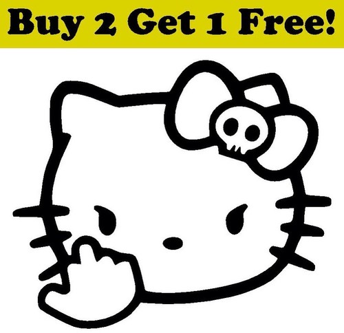 hello kitty flipping off decal sticker car bumper window wall