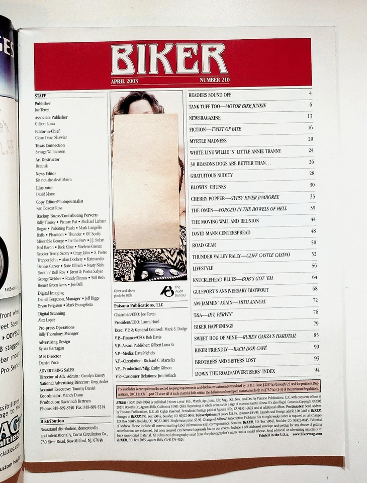 2003 April Biker Magazine Gulfport Myrtle Beach Madness David Mann Centerspread Foto 2 de 2