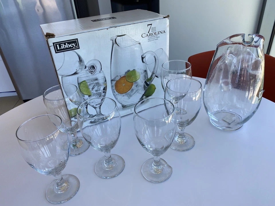LIBBEY - 7 Piece CAROLINA Serving Set - Pitcher & Glassware - NEW - Image 3 of 4