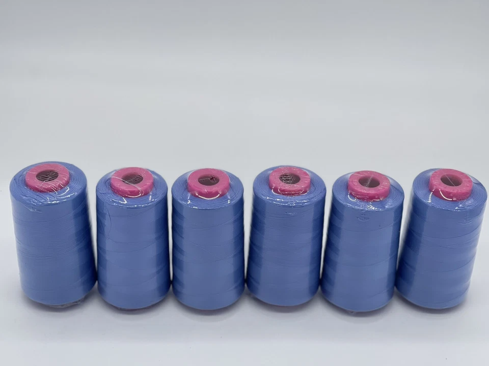 Lot of 6 Big Quality Periwinkle Sewing Machine Thread Spools 6000 YDS per Cone  - Image 3 of 4
