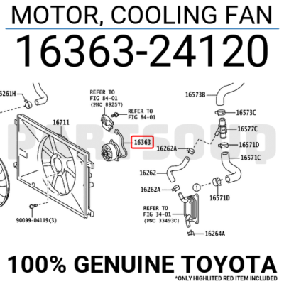 1636324120 Genuine Toyota MOTOR, COOLING FAN 16363-24120 | eBay