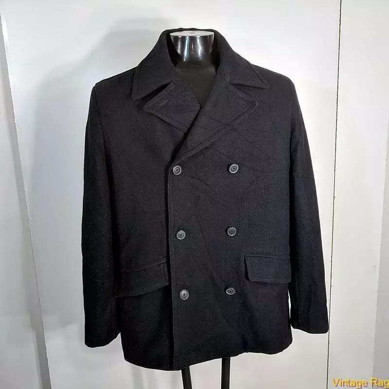 MERONA Wool Jacket Peacoat Pea Coat Mens Size M Black insulated eBay