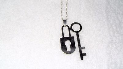 Lock Key Stainless Steel Charm Necklace Jewelry Pendant Ball Chain