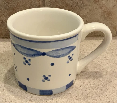 Rare HARTSTONE Pottery CLASSIC BLUES Traditional MUG 14oz Vintage WHITE