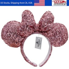 Disney-Parks Pink Minnie Mouse Sequins Ears Mickey limited Ribbon Headband