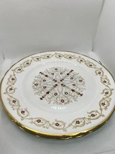 2 Tuscan Richelieu plate England 10.5" Scalloped Dinner red gold table christmas