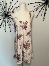 Adonna Floral Satin Slip Dress Pink Purple Vintage Style Large