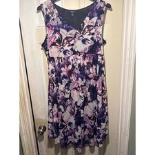 SIMPLY VERA WANG Floral Print Sleeveless V Neck Empire Waist Dress Women's XL