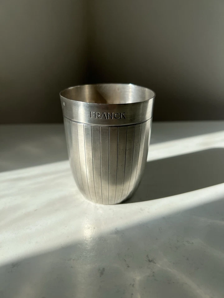 Ancienne timbale verre gobelet art déco Argent Massif Franck - Photo 2/4