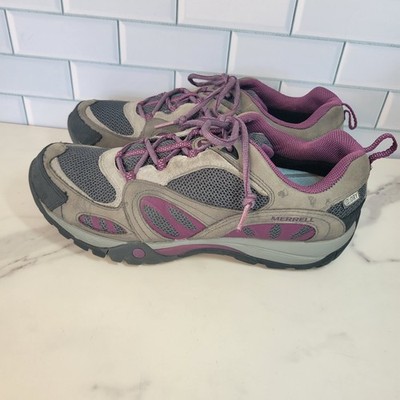 Merrell Womens Azura Hiking Shoes Castle Rock Size 10 Grey Purple Trail Sneakers