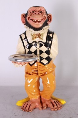 Small Monkey Chimp Butler Restaurant Theme Display Cartoon Resin Prop Statue