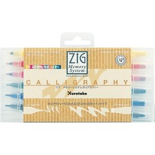 Kuretake ZIG Memory System Calligraphy: 12-Color Art Markers MS-3400
