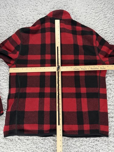 Denim Supply Ralph Lauren SweaterMens Large Red Black Buffalo Plaid Full Zip - Picture 6 of 8