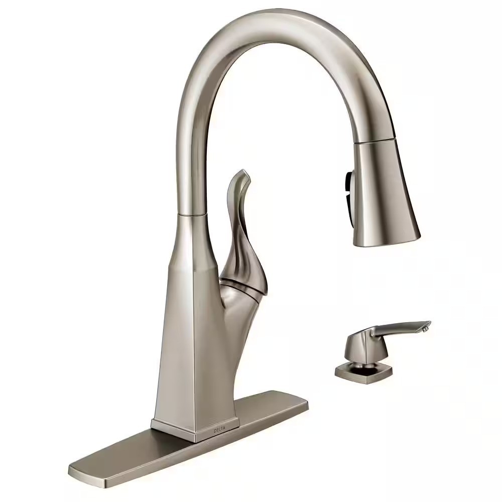 Delta Everly Single Handle Pull-Down Kitchen Faucet, SpotShield Stainless -...