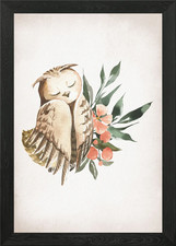 Floral Owl Nursery Art Framed Wall Art Poster Canvas Print Picture