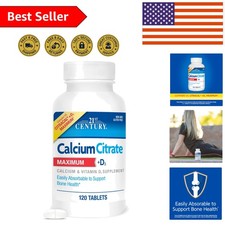 Easily Absorbable Calcium Citrate Plus D3 Caplets - 120 Count for Stronger Bones