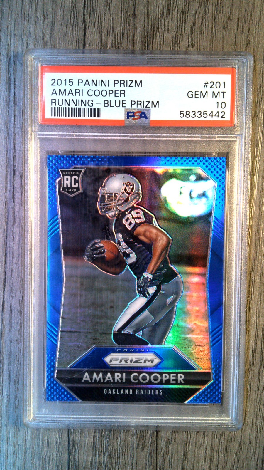 AMARI COOPER 2015 PRIZM #201 RUNNING BLUE PRIZM ROOKIE PSA 10