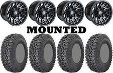 Kit 4 GBC Parallax Tires 32x10-15 on Moose 24X Black Wheels IRS
