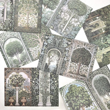 Enchanted Green Tree Garden Junk Journal Paper Sheets Collage Scrapbooking