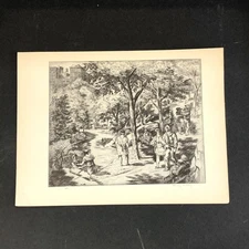 Harry Wickey "Central Park" 1930s Art Print Sketch Vintage New York City NYC