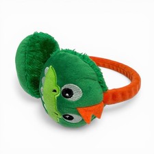Kids Dinosaur Earmuffs Green Plush Winter Ear Warmers Boys Girls