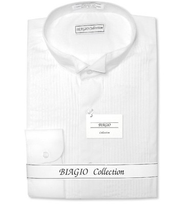 Biagio Mens 100% COTTON Solid White Color TUXEDO Dress Shirt sz 20 34/35