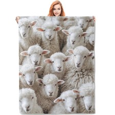 Sheep Flannel Throw Blanket Soft Warm Lightweight Bed Couch Decor 40x50 Inch