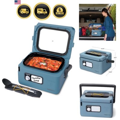 Slow Cooker 8 Qt Large Capacity Portable Travel Blue Kitchen Appliance