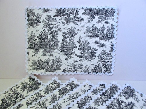 Set of 8 Reversible Toile Placemats in Red Toile and Black Toile Prints Ric Rac - Picture 2 of 15