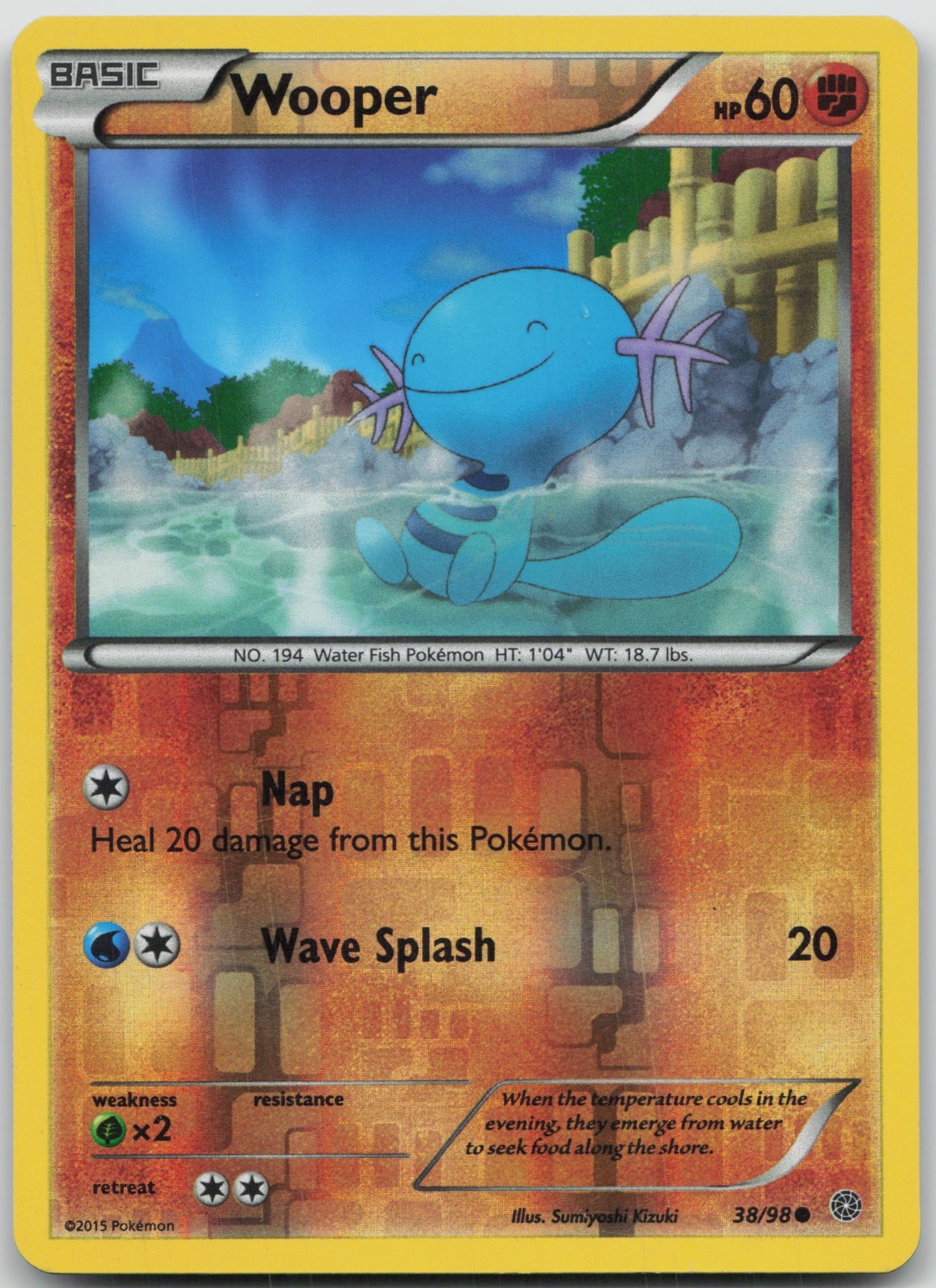 Wooper 38/98 Common Ancient Origins Pokemon Reverse Holo Lightly Played