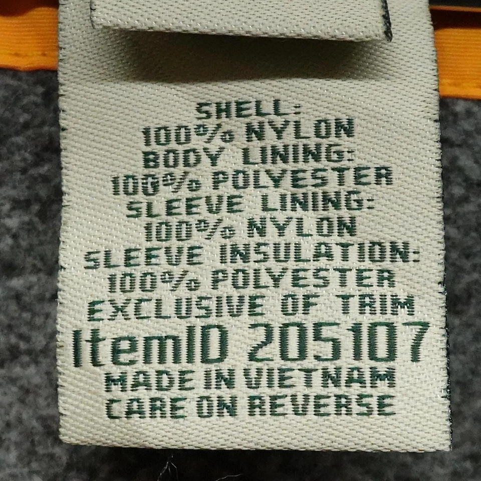 Chaqueta LL Bean Para Hombres XL Amarilla Thinsulate Forrada de Vellón Nylon Bolsillos con Cremallera Completa Foto 3 de 4