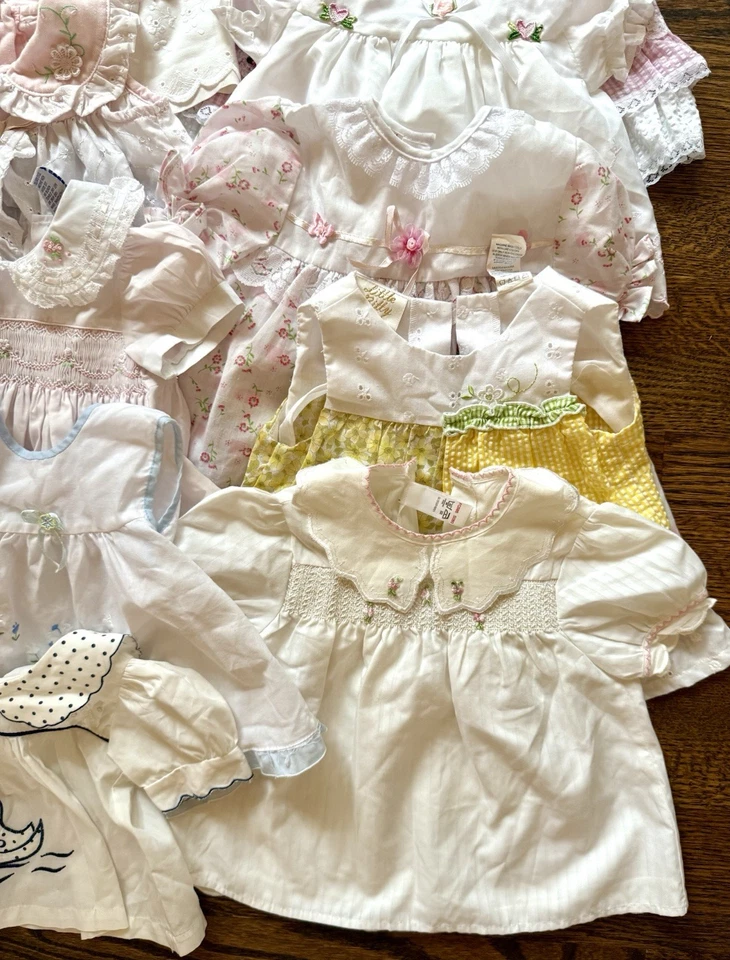 Vintage Baby Girl Dress Lot Frilly Smocked Lace Dolly Made In England 3-6 Months - Image 3 of 4