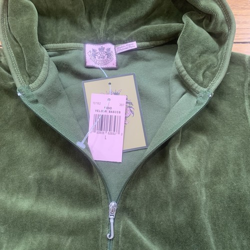 Juicy Couture Pam Gela Fond Velour Basics Zip Hoodie Green Women's Large NWT - Picture 4 of 5