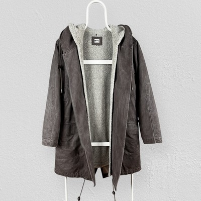 Poetry Parka Jacke grau Fell Sherpa gefüttert Damen UK 8