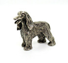 Magnifique lévrier afghan argent 835 miniature vitrine collectionneur chien