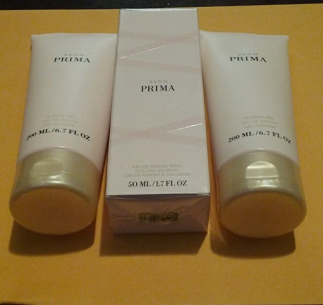 AVON PRIMA 3 Piece Gift Set PERFUME BODY LOTION SHOWER GEL Full size