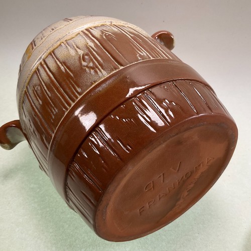 Frankoma Desert Gold Barrel Cookie Jar Tab Handles - Picture 7 of 8