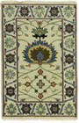 Hand-Knotted Beige Floral Osh Chobi Peshawar Rug Small Oriental Carpet 2X3 ft